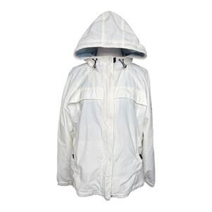 ZeroXposur Women's Full Zip Hooded Windbreaker White Jacket Sz L